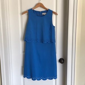 Cobalt blue lace scalloped LOFT dress